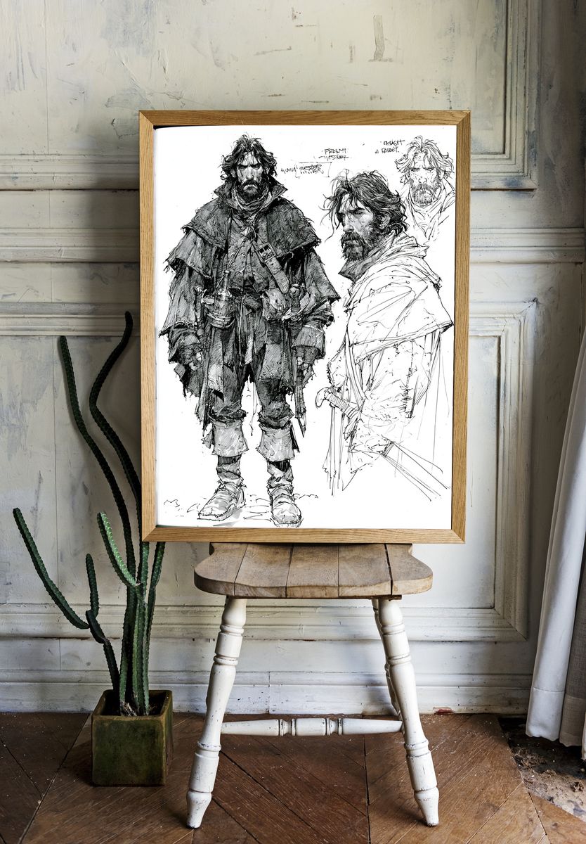 Medieval Warrior Sketch Poster. room preview