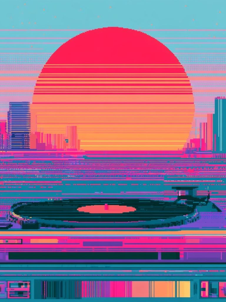 Neon Sunset Cityscape Poster. poster detail