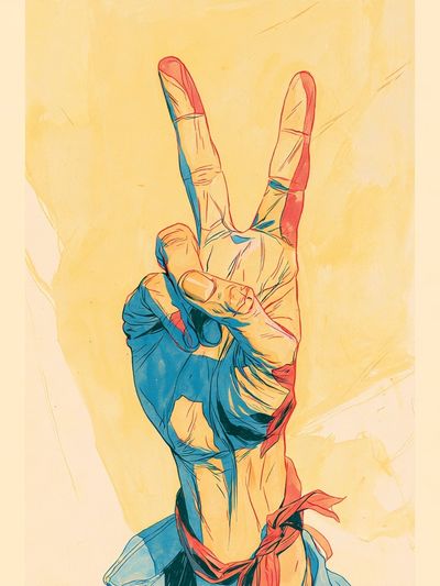 Peace Hand Gesture Illustration Poster.