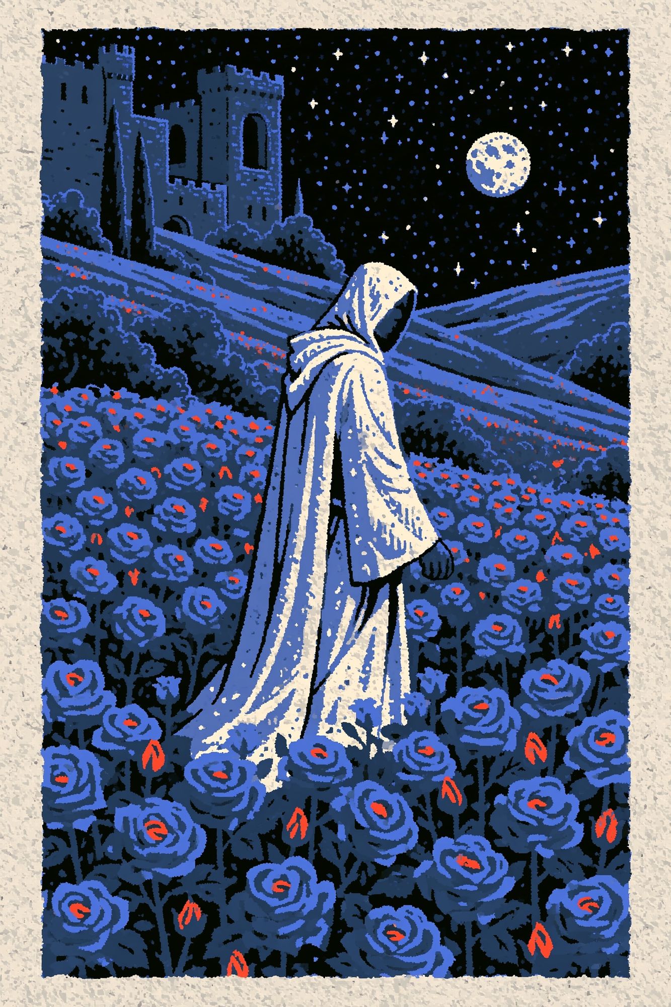 Moonlit Cloister Illustration Poster. poster — illustration art