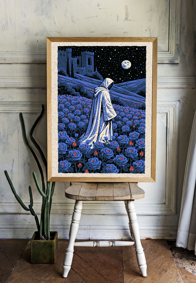 Moonlit Cloister Illustration Poster. — room view 1