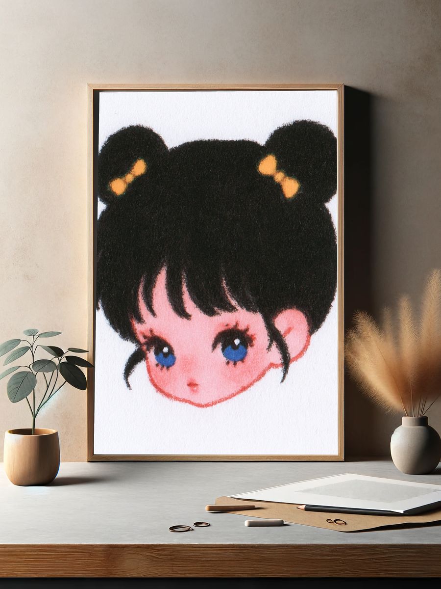 Cute Girl Portrait Illustration Poster. — room view 2