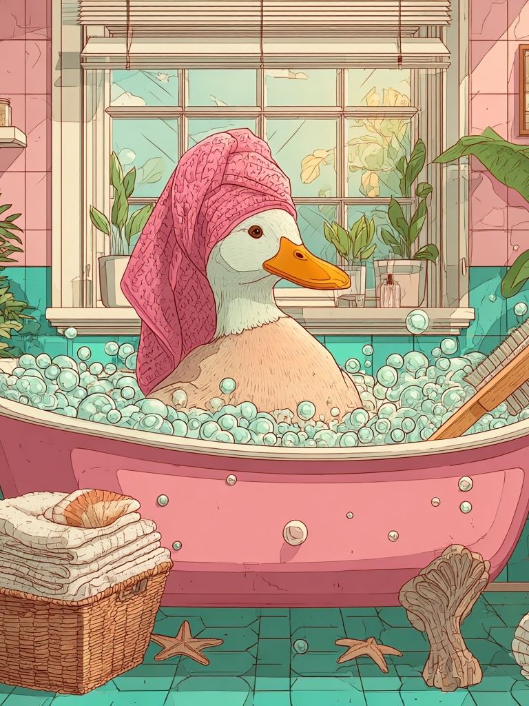 Duck Bath Illustration Poster. poster detail