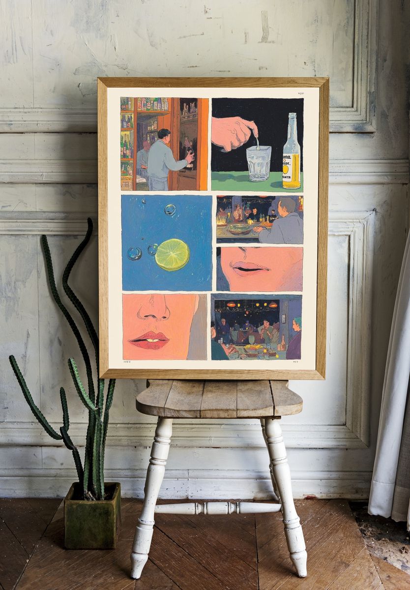 Cocktail Bar Scenes Illustration Print. — room view 1