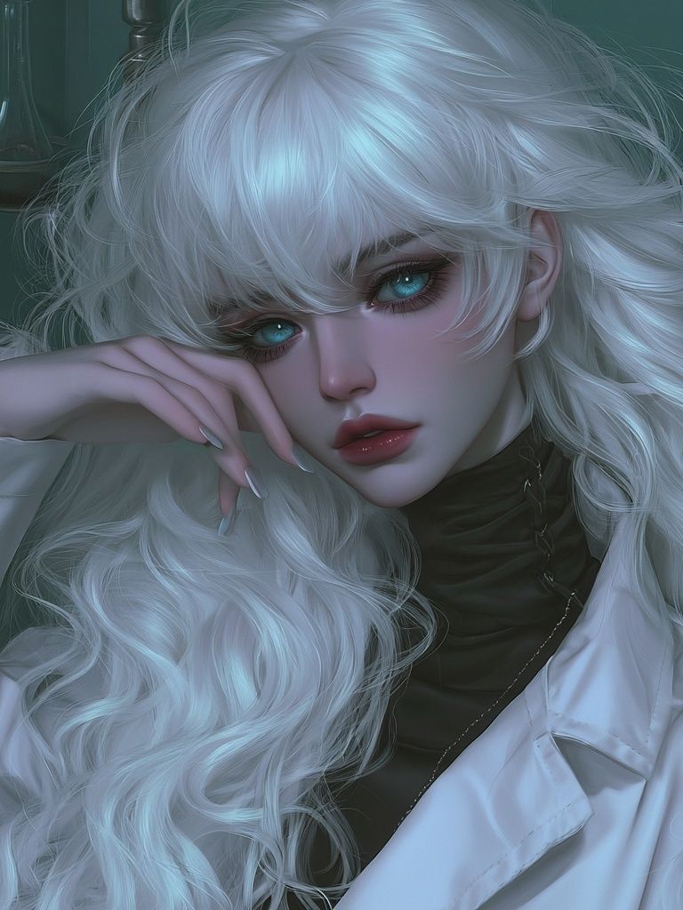 White-Haired Portrait Illustration Poster. poster — illustration art