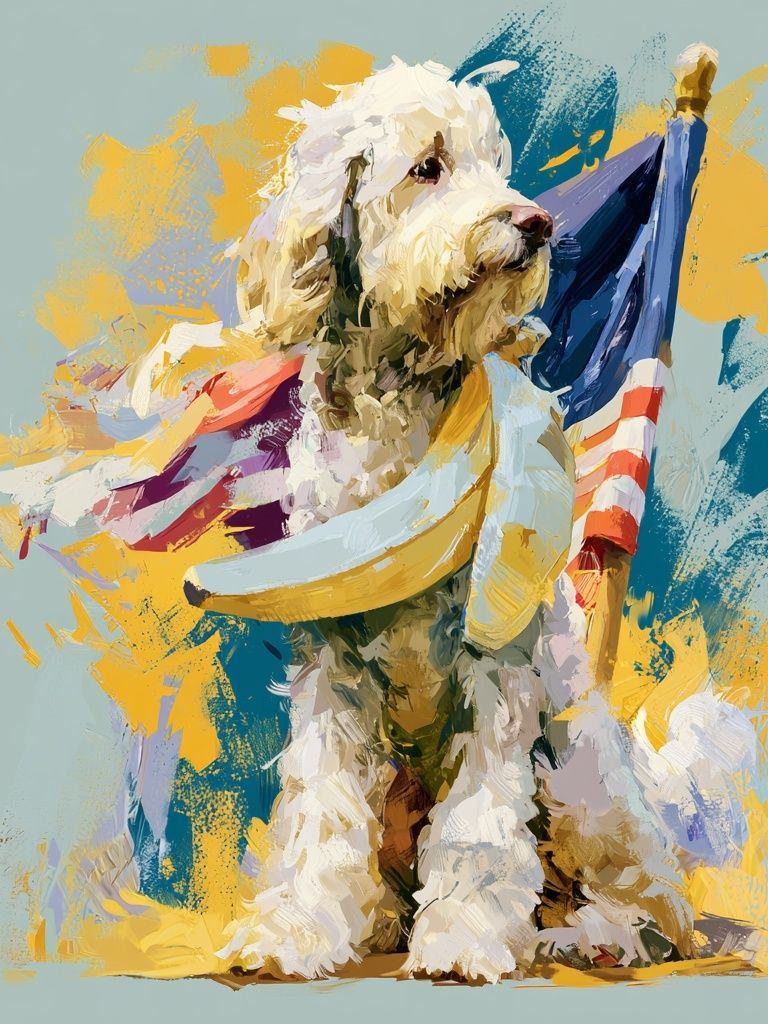 Patriotic Poodle Illustration Poster. poster detail