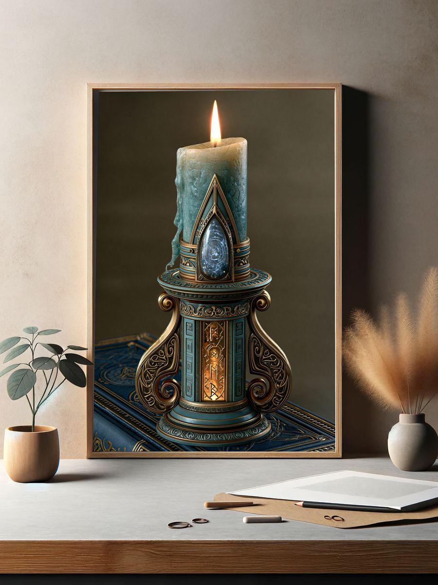 Mystic Candle Digital Art Print. — room view 2