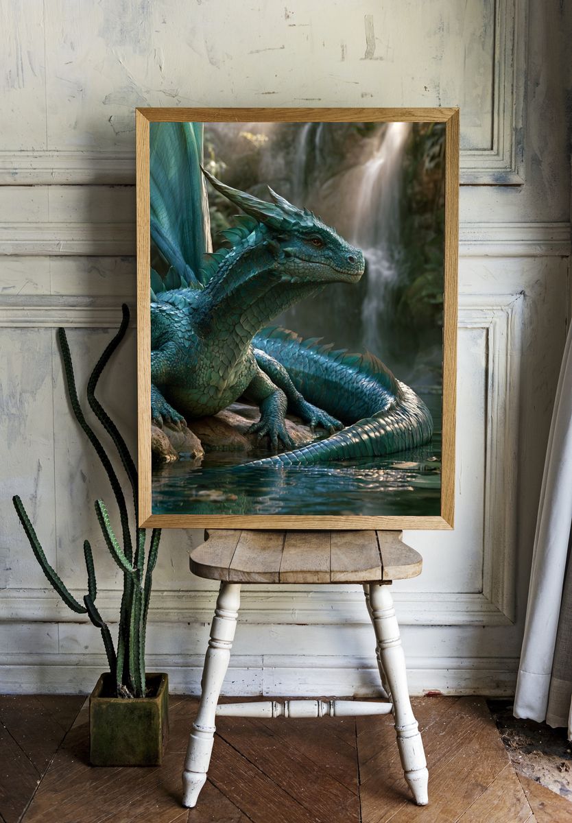 Emerald Dragon Waterfall Print. — room view 1
