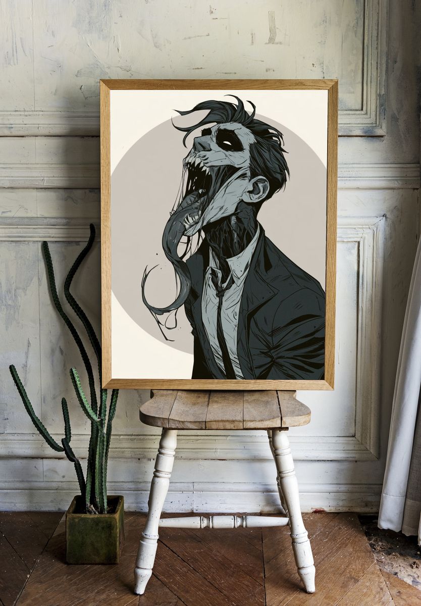 Zombie Portrait Illustration Poster. — room view 1
