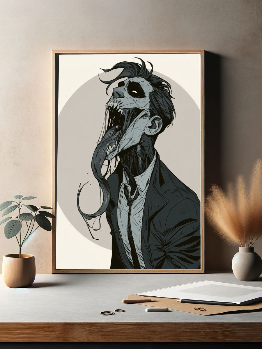 Zombie Portrait Illustration Poster. — room view 2
