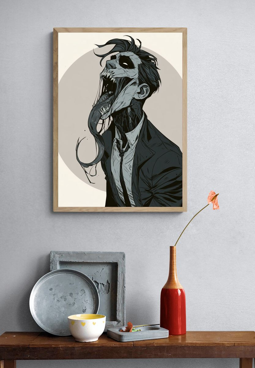 Zombie Portrait Illustration Poster. — room view 3