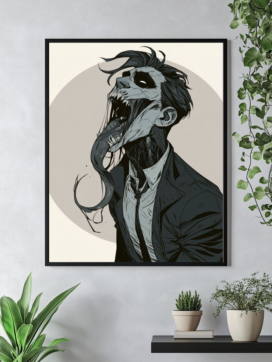 Zombie Portrait Illustration Poster. — room view 4