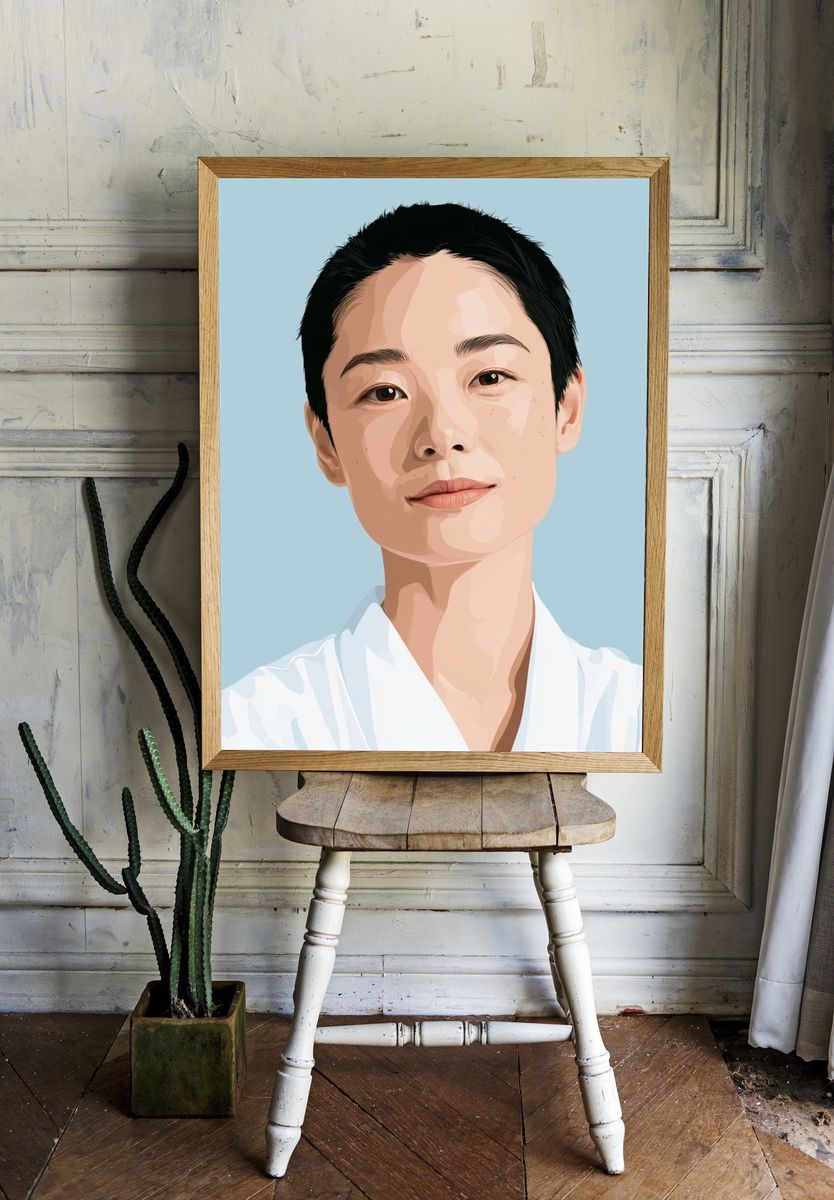 Minimalist Portrait Illustration Poster. — room view 1