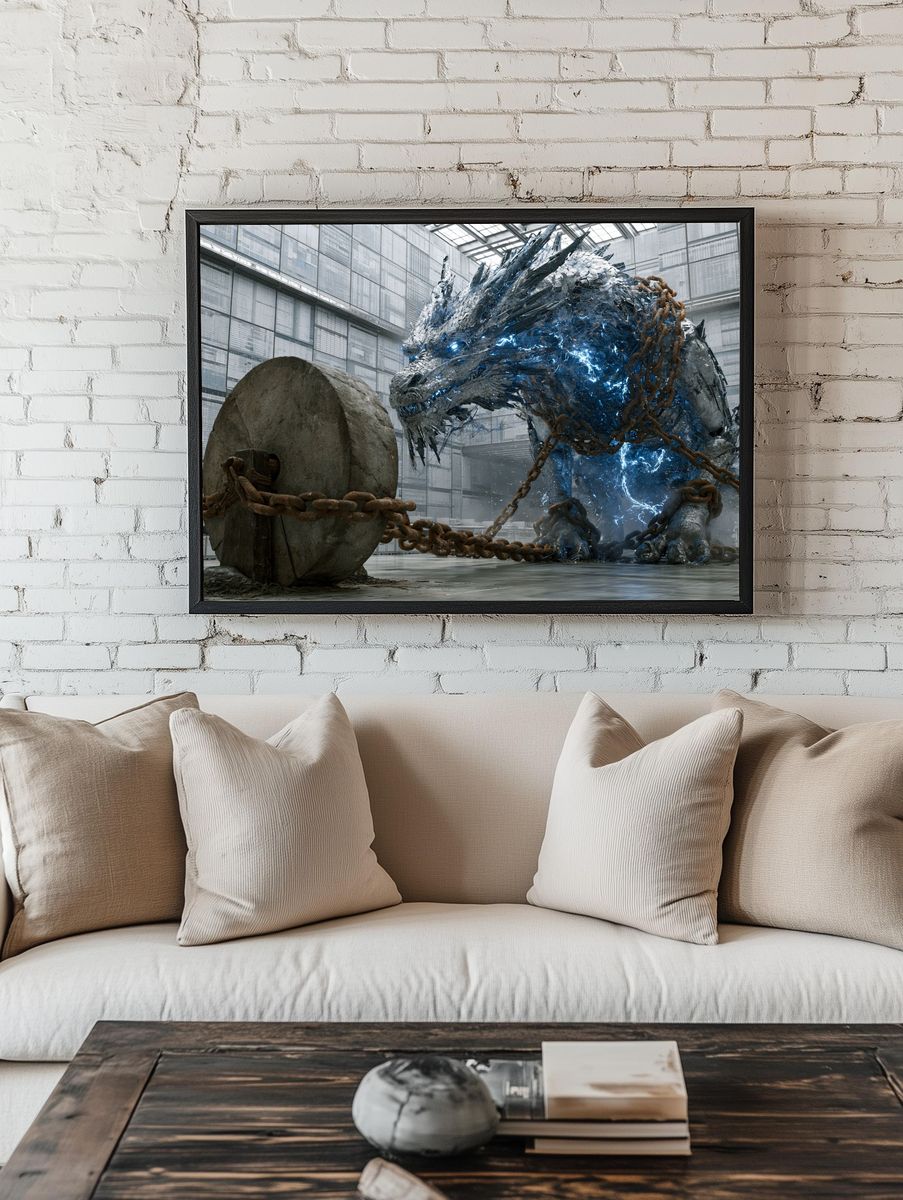 Cyber Dragon Arena Illustration Poster. — room view 1