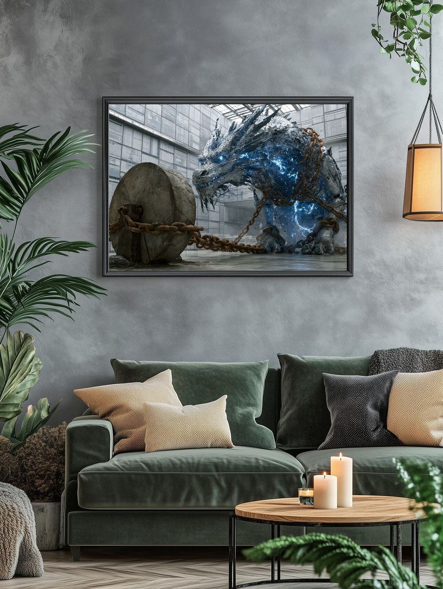 Cyber Dragon Arena Illustration Poster. — room view 4