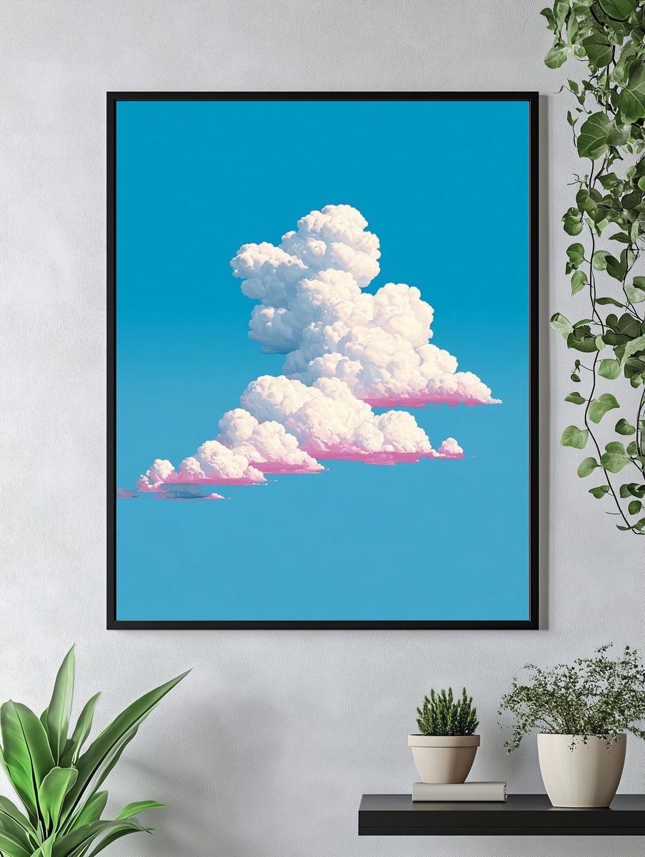 Cotton Cloudscape Illustration Poster. — room view 4