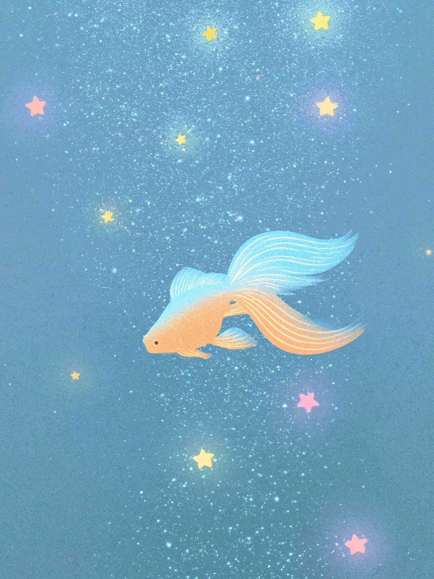 Dreamy Goldfish Stars Illustration Poster. poster detail