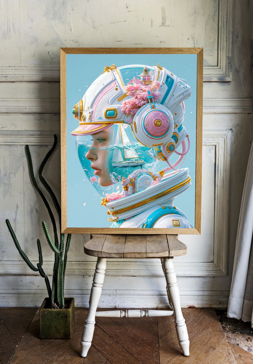 Dream Diver Digital Art Poster. — room view 1