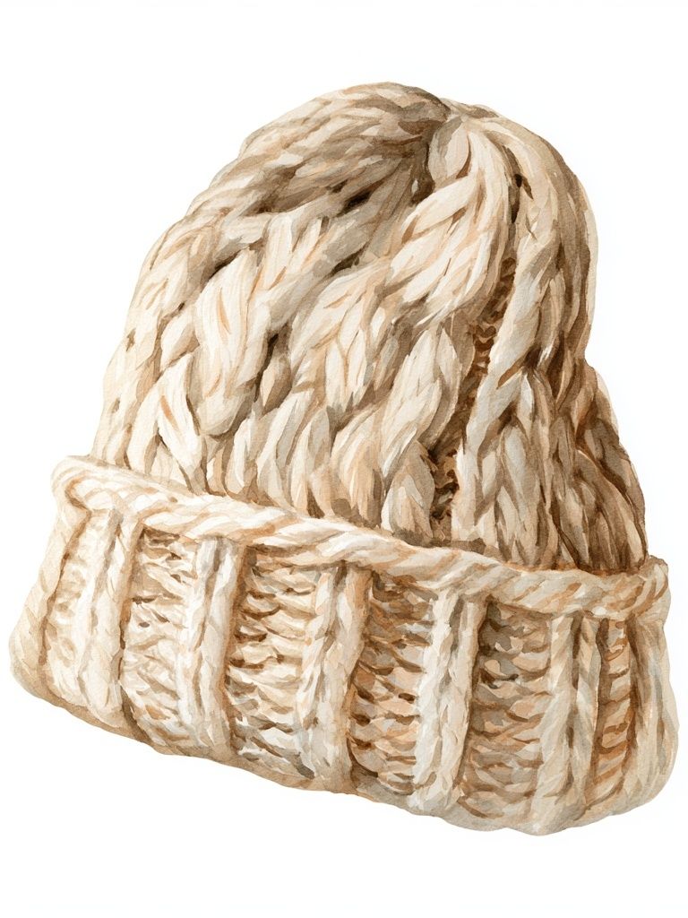 Knitted Beanie Watercolor Print. poster — illustration art