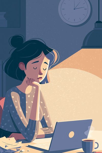 Late-Night Study Illustration Poster. poster