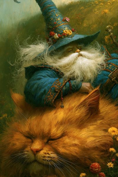 Wizard Cat Fantasy Illustration Poster. poster