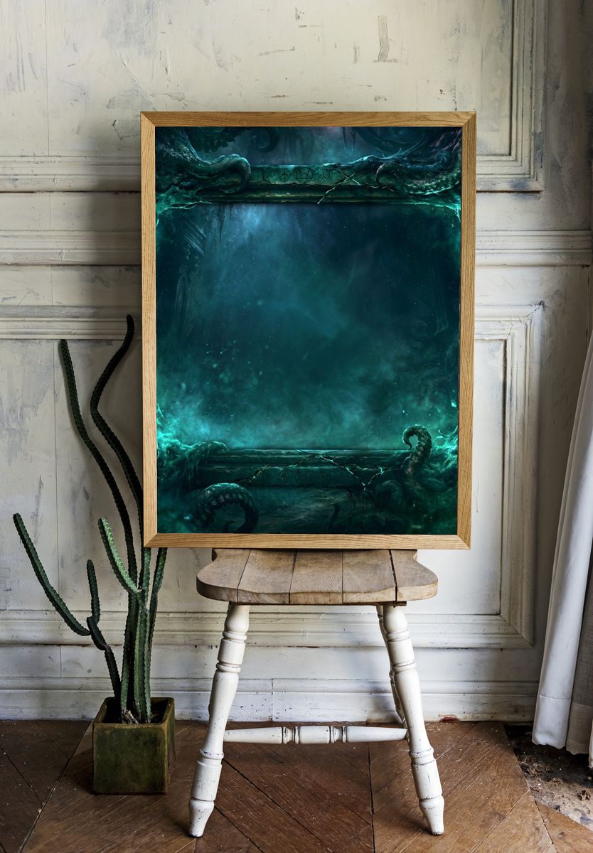 Eldritch Tentacle Frame Illustration Poster. — room view 1