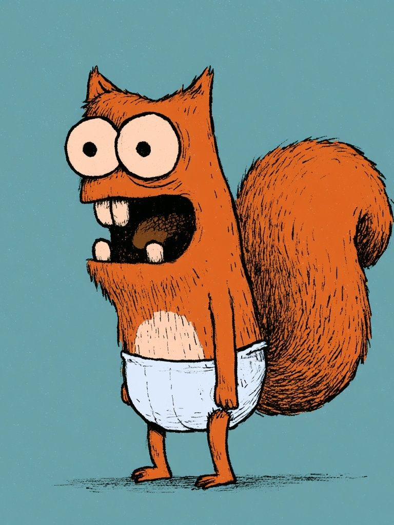 Cartoon Squirrel Illustration Poster. poster detail