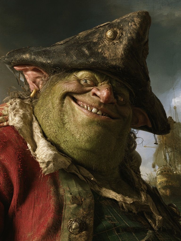 Smiling Pirate Goblin Illustration Print. poster — illustration art