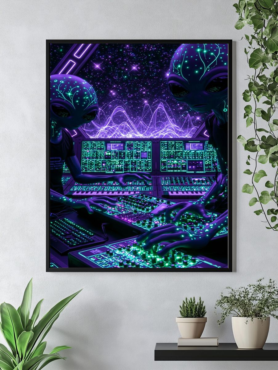 Alien Synthwave Control Room Poster. — room view 4