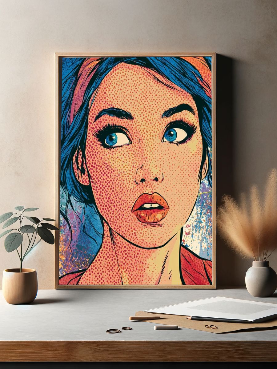 Pop Art Woman Portrait Poster. — room view 2