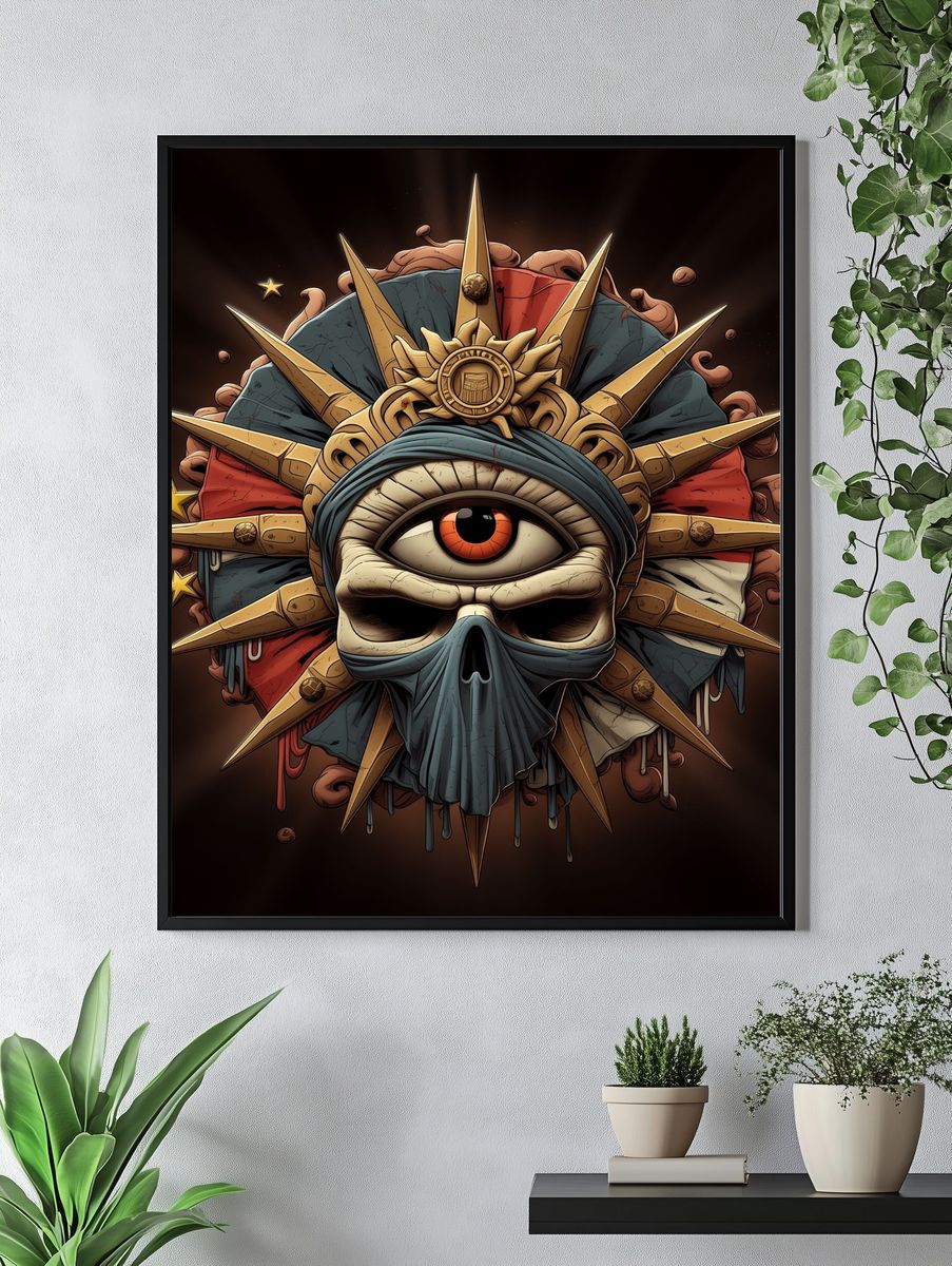 Cyclops Skull Emblem Illustration Poster. — room view 4