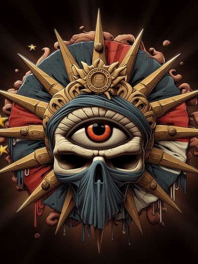 Cyclops Skull Emblem Illustration Poster. poster
