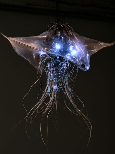 Bioluminescent Jellyfish Digital Art Poster.
