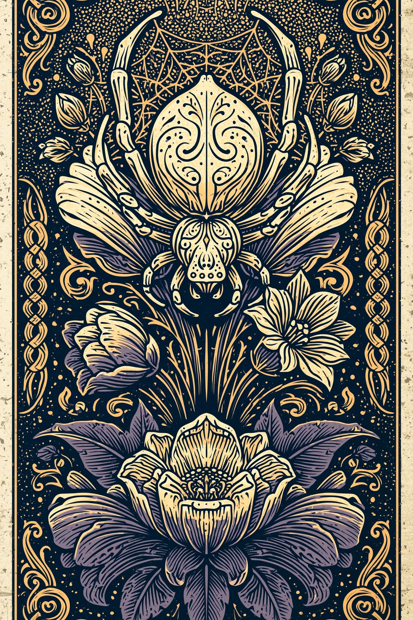 Ornate Beetle Floral Illustration Poster. poster — illustration art