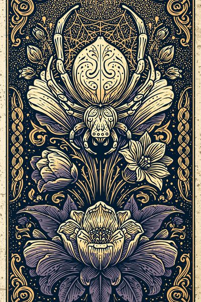 Ornate Beetle Floral Illustration Poster. poster print