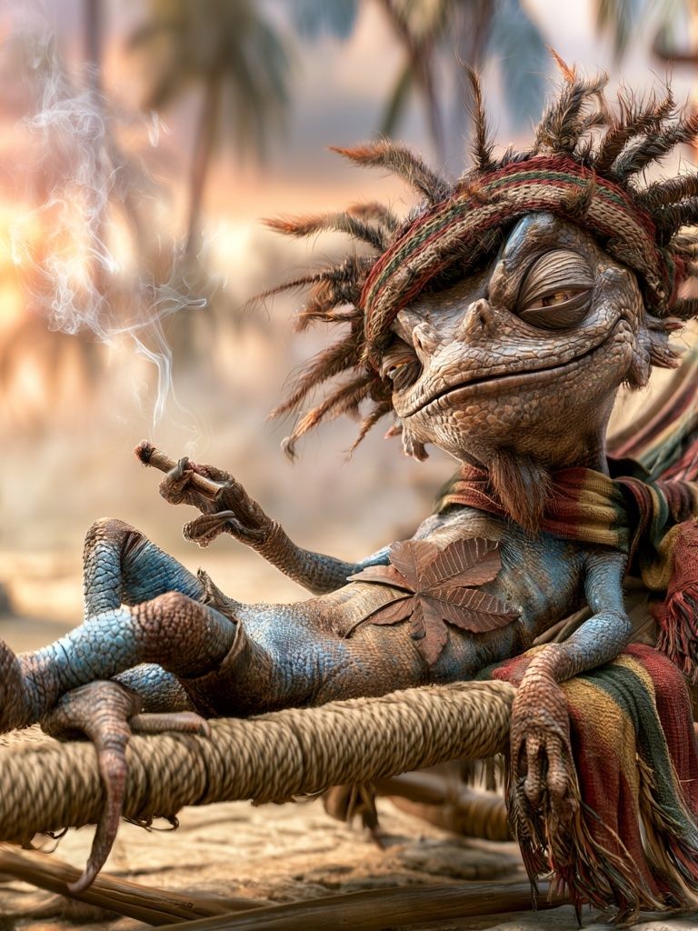 Tribal Lizard Character Illustration Poster. poster — illustration art