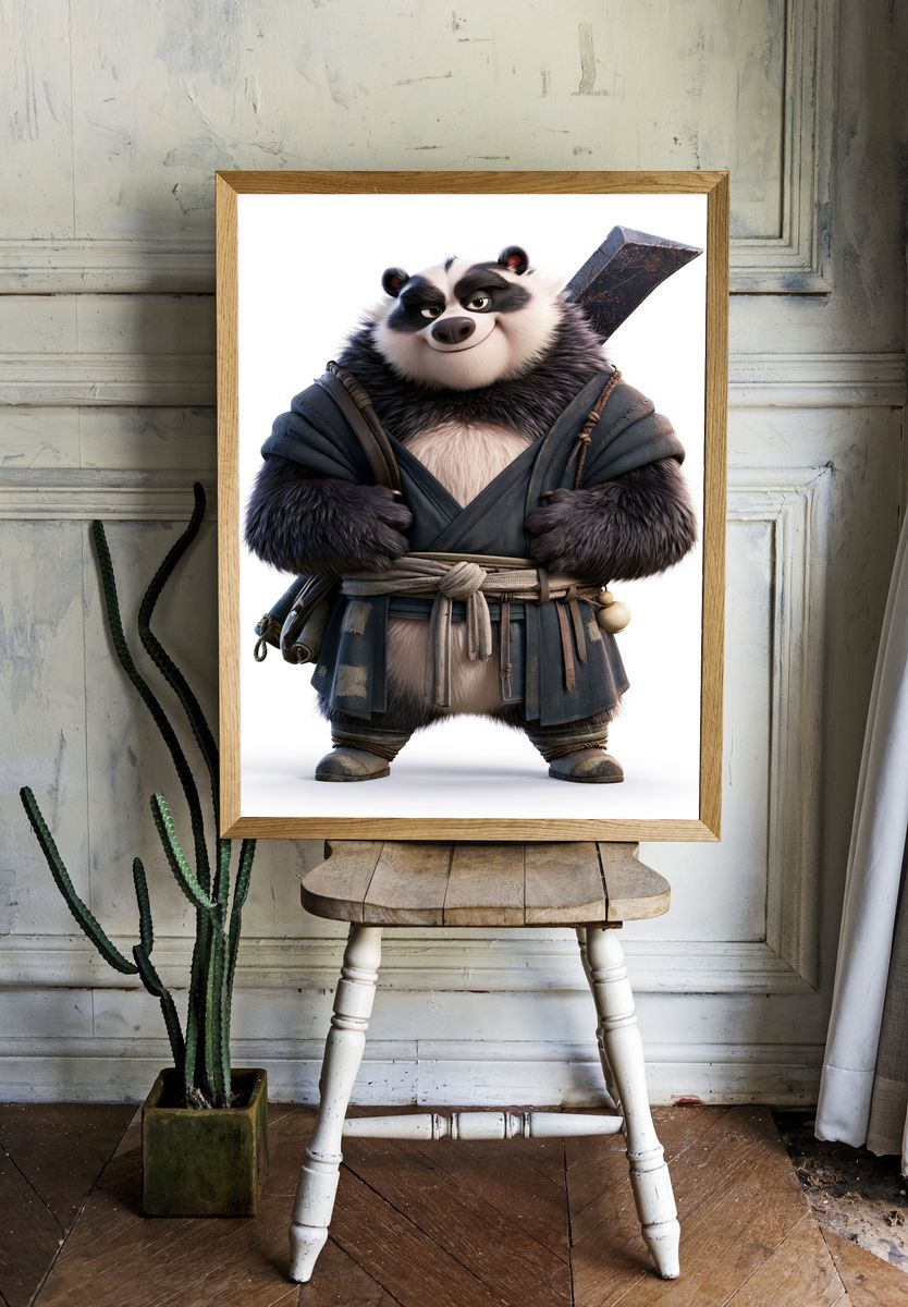 Samurai Panda Character Print. — room view 1