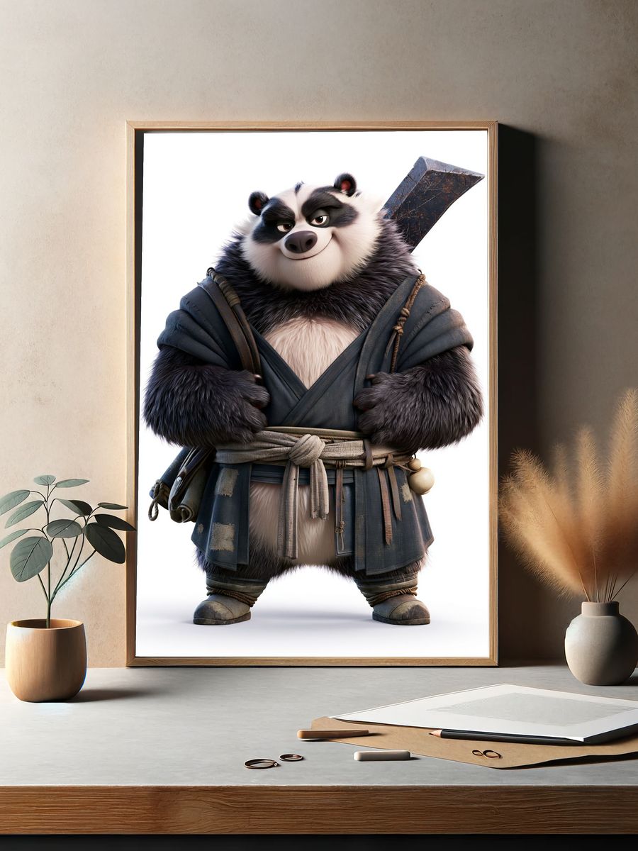 Samurai Panda Character Print. — room view 2
