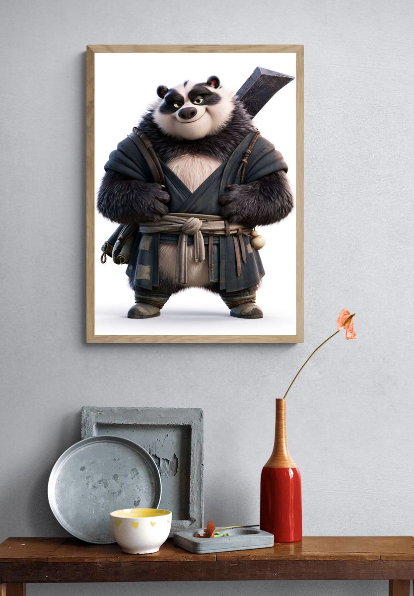 Samurai Panda Character Print. — room view 3