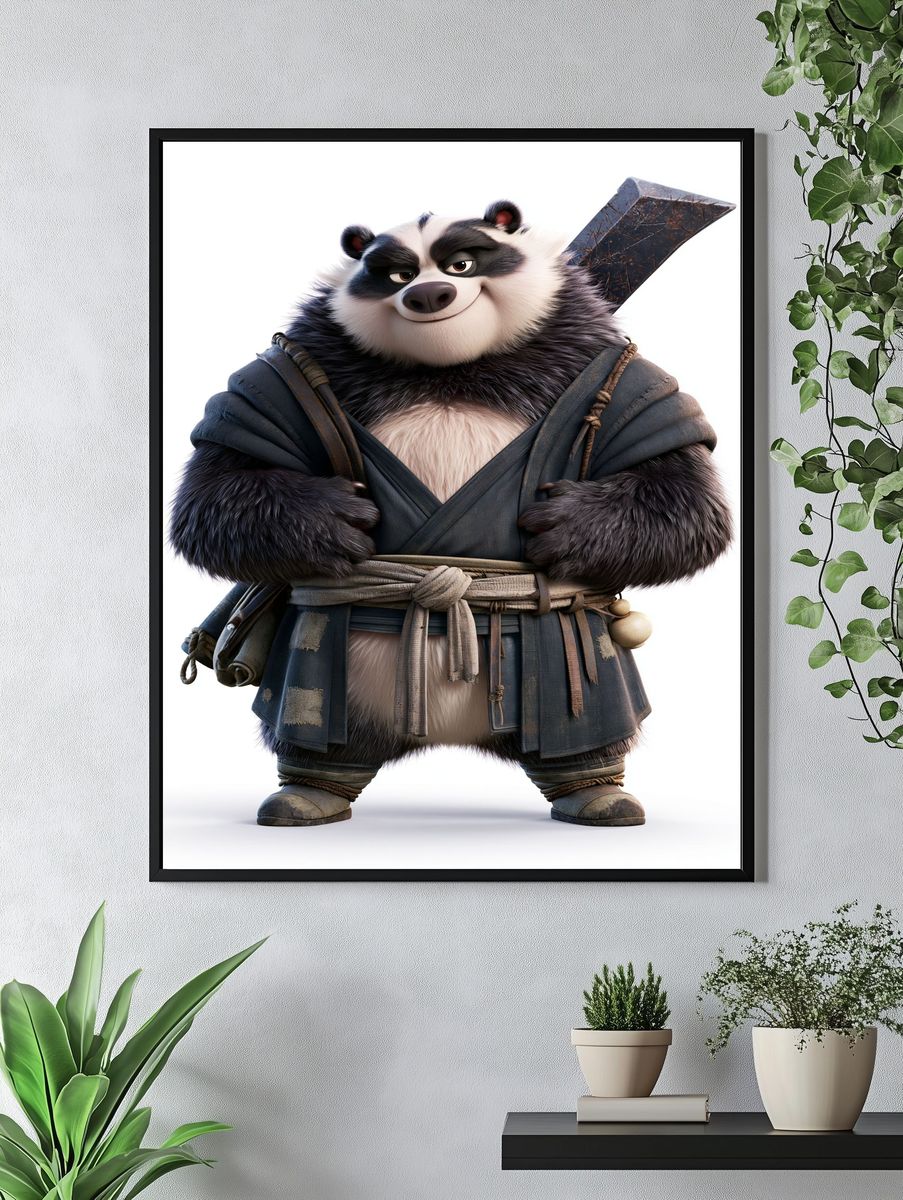 Samurai Panda Character Print. — room view 4