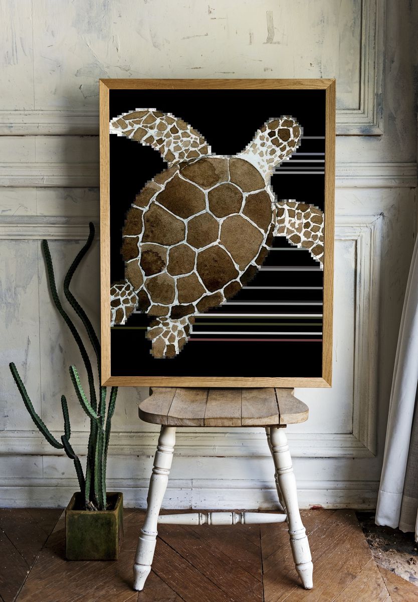 Ballerina Giraffe Illustration Poster. room preview