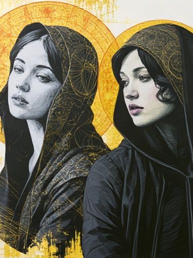 Dual Halo Portrait Illustration Poster. poster detail