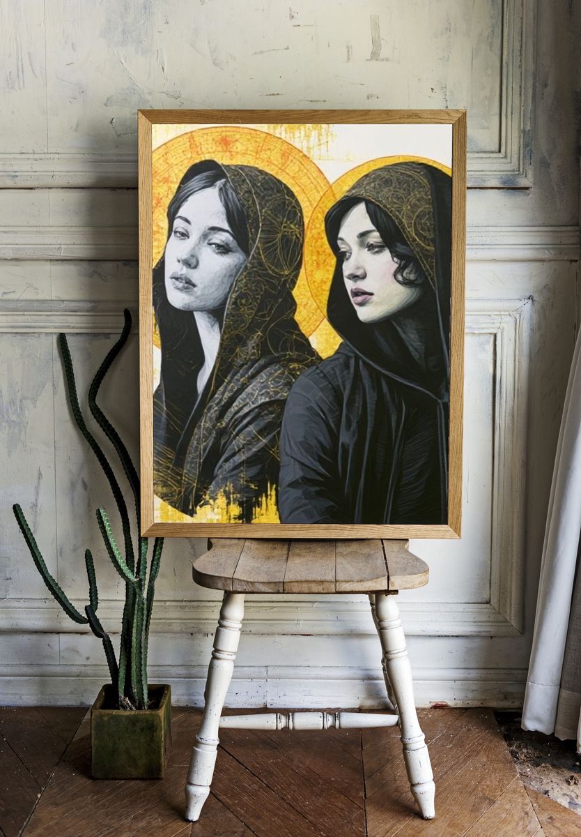Dual Halo Portrait Illustration Poster. room preview