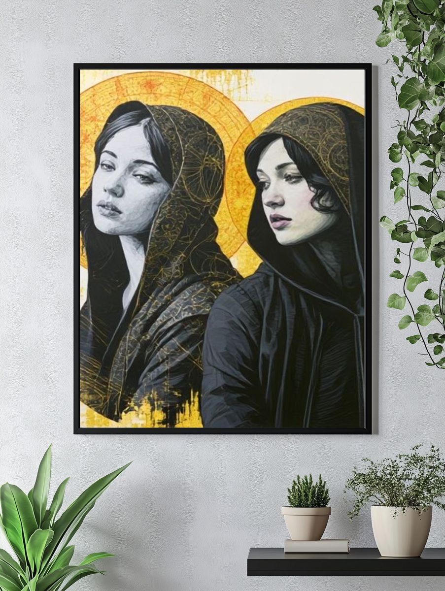 Dual Halo Portrait Illustration Poster. — room view 4