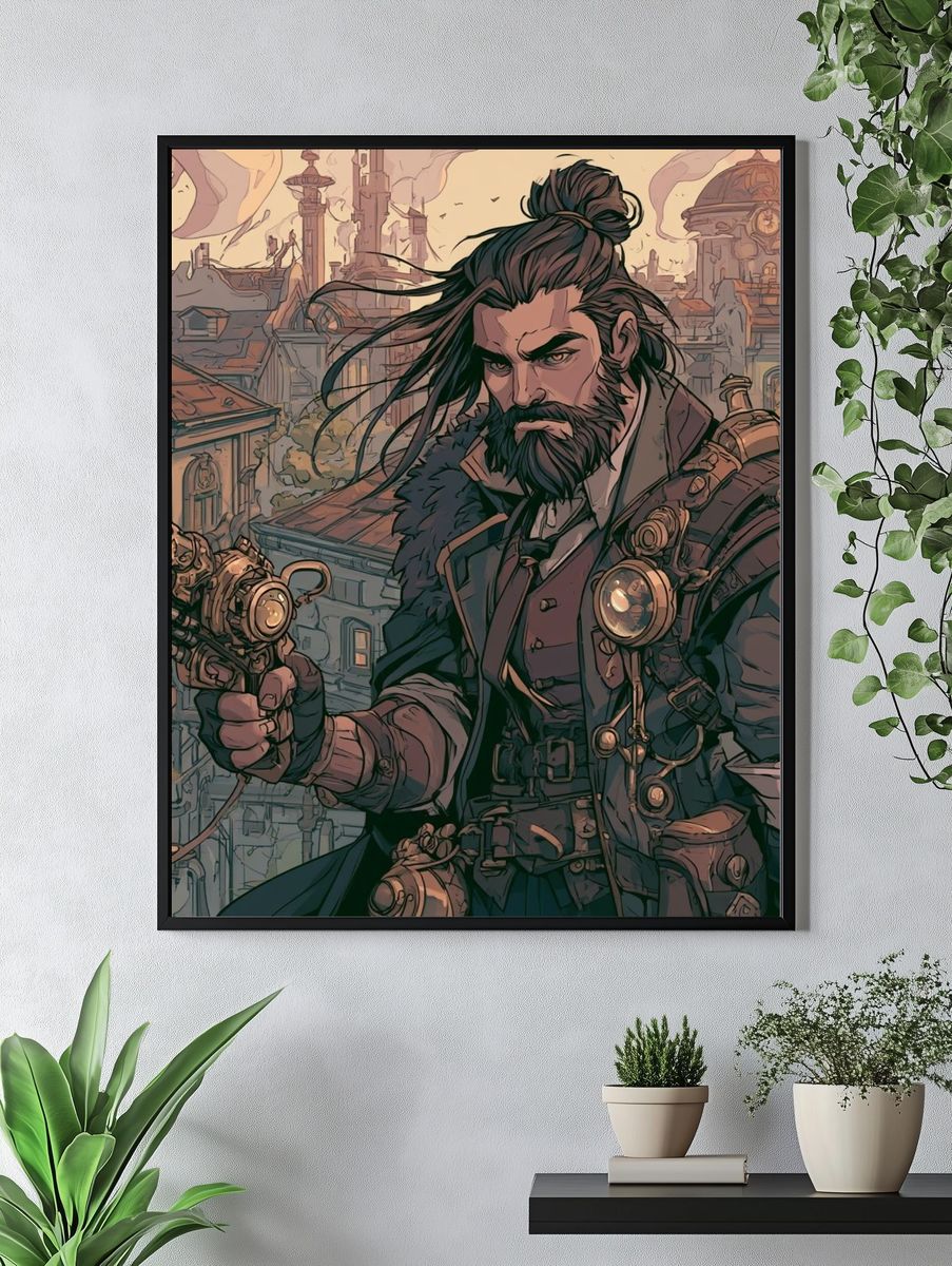 Steampunk Gunslinger Illustration Print. — room view 4