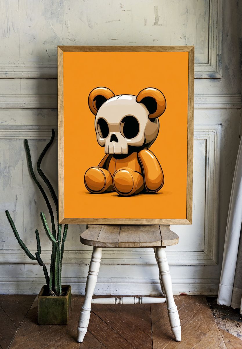 Skull Bear Cartoon Poster. room preview