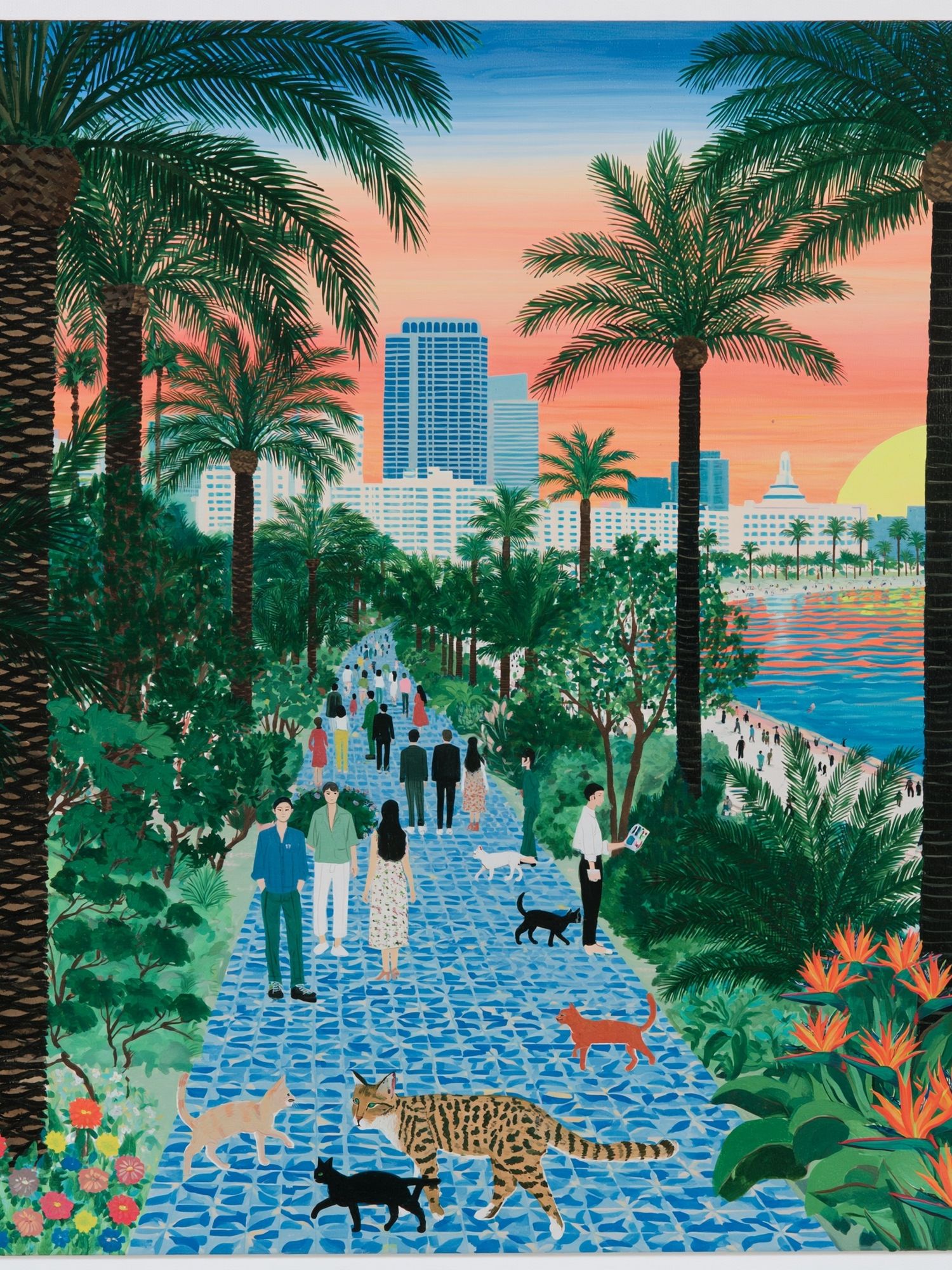 Palm Beach Sunset Illustration Poster. poster detail