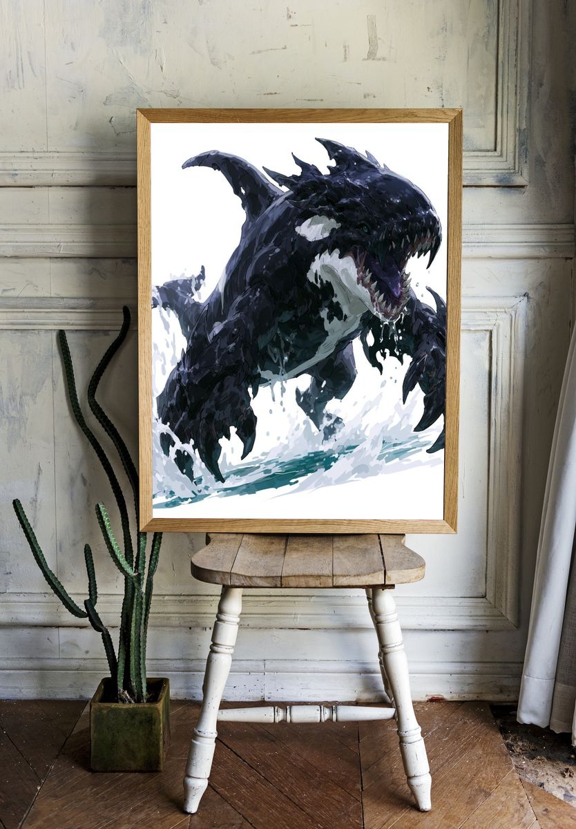 Shark Monster Digital Art Poster. room preview