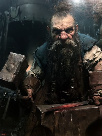 Dwarf Blacksmith Portrait Print. poster