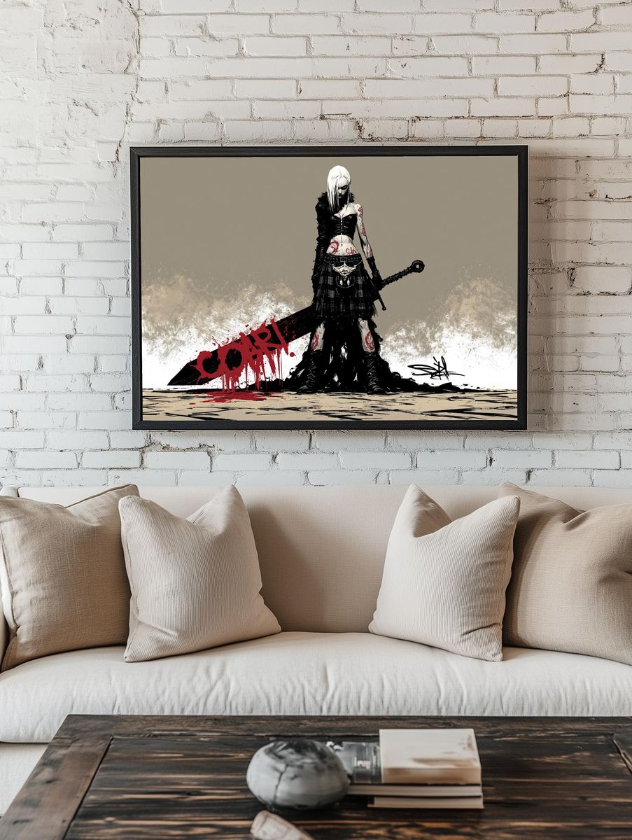 Dark Fantasy Warrior Illustration Poster. room preview
